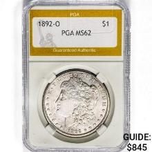 1892-O Morgan Silver Dollar PGA MS62