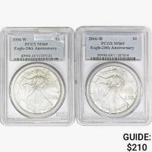 [2] 2006-W Silver Eagle PCGS MS69 20th ANNIV.