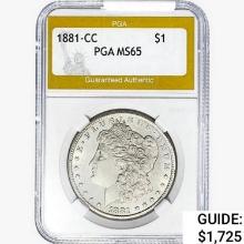 1881-CC Morgan Silver Dollar PGA MS65