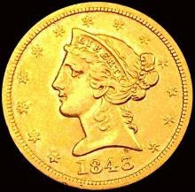 1843-O $5 Gold Half Eagle