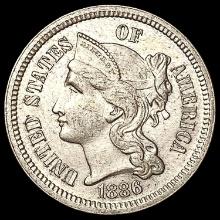 1886 Nickel Three Cent CHOICE PROOF