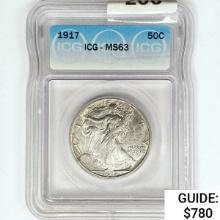 1917 Walking Liberty Half Dollar ICG MS63