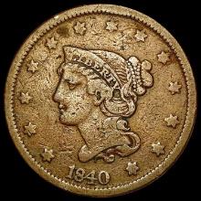 1840 Braided Hair Large Cent NICELY CIRCULATED