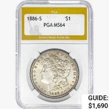 1886-S Morgan Silver Dollar PGA MS64