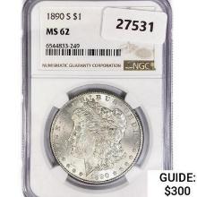 1890-S Morgan Silver Dollar NGC MS62