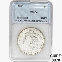 1891 Morgan Silver Dollar NNC MS64