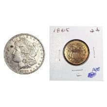 [2] 1865&1882 1 2C, 1 $1