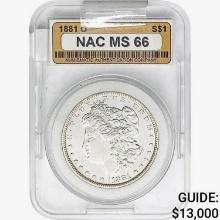 1881-O Morgan Silver Dollar NAC MS66