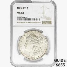 1882-CC Morgan Silver Dollar NGC MS61