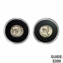 117-138 AD Hadrian Silver Denarius Roman Coins [2 Coins]