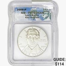 2009-P .77oz. Silver Louis Braille Dollar ICG PR70