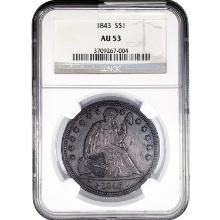 1843 Seated Liberty Dollar NGC AU53