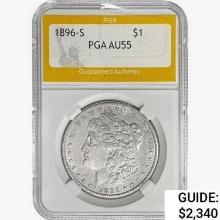 1896-S Morgan Silver Dollar PGA AU55