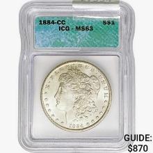 1884-CC Morgan Silver Dollar ICG MS63