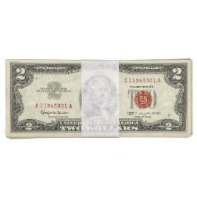 PACK OF (100) 1963 $2 TWO DOLLARS LEGAL TENDER UNITED STATES NOTES GEM UNCIRCULATED