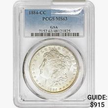 1884-CC Morgan Silver Dollar PCGS MS63