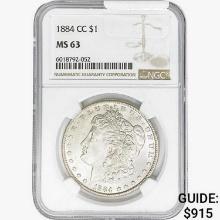 1884-CC Morgan Silver Dollar NGC MS63