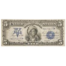 FR. 281 1899 $5 FIVE DOLLARS CHIEF SILVER CERTIFICATE CURRENCY NOTE EXTREMELY FINE