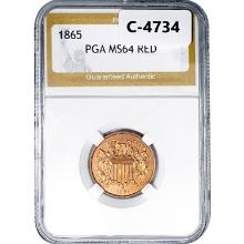 1865 Two Cent Piece PGA MS64 RED