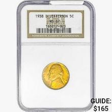 1938-D Jefferson Nickel NGC MS67