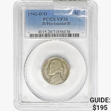 1942-D/D Jefferson Nickel PCGS VF20