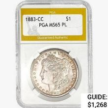 1883-CC Morgan Silver Dollar PGA MS65 PL