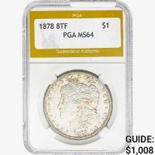 1878 8TF Morgan Silver Dollar PGA MS64