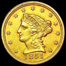 1851 $2.50 Gold Quarter Eagle CHOICE AU