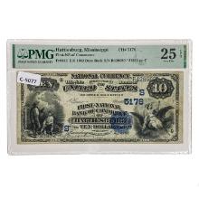 1882 $10 DB FIRST NATIONAL BANK OF COMMERCE HATTIESBURG, MS NATIONAL CURRENCY CH. #5176 PMG VERY FIN