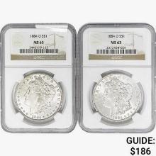 [2] 1884-O Morgan Silver Dollar NGC MS63