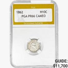 1862 Seated Liberty Dime PGA PR66 CAMEO