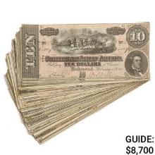 PACK OF (100) 1864 $10 TEN DOLLARS CSA CONFEDERATE STATES OF AMERICA CURRENCY NOTES VERY FINE+