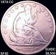 1874-CC Seated Liberty Half Dollar NEARLY UNCIRCUL