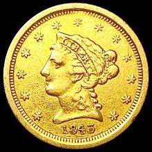 1843-O $3 Gold Piece CLOSELY UNCIRCULATED