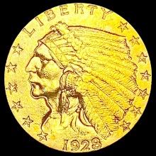 1928 $3 Gold Piece CLOSELY UNCIRCULATED