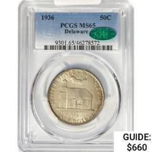 1936 CAC Delaware Half Dollar PCGS MS65