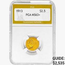 1913 $2.50 Gold Quarter Eagle PGA MS63+