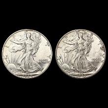 1939-D, 1943-D Walking Liberty Half Dollars [2 Coins] UNCIRCULATED