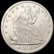 1874 Arws Seated Liberty Half Dollar ABOUT UNCIRCULATED