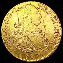 1807 Colombia .7615oz Gold 8 Escudos LIGHTLY CIRCULATED