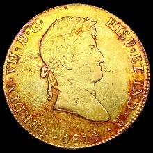 1814 Spain .7615oz Gold 8 Escudos LIGHTLY CIRCULATED
