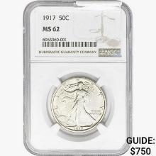 1917 Walking Liberty Half Dollar NGC MS62
