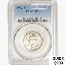 1942-S Washington Silver Quarter PCGS MS67