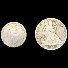 [2] Varied Seated Liberty Coins (1840-O, 1858-O) NICELY CIRCULATED