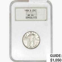 1926-D Standing Liberty Quarter NGC MS64