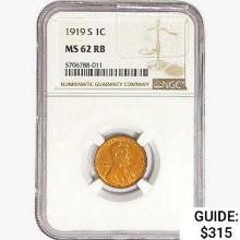 1919-S Wheat Cent NGC MS62 RB