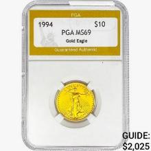 1994 1/4oz $10 AGE PGA MS69