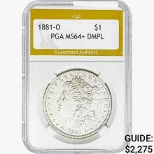 1881-O Morgan Silver Dollar PGA MS64+ DMPL