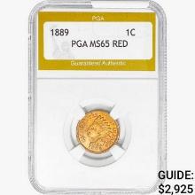 1889 Indian Head Cent PGA MS65 RED