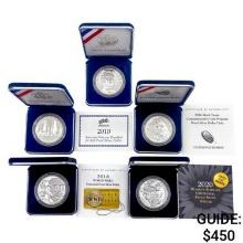 2009-2020 5pc US Mint Silver Dollar Commemoratives